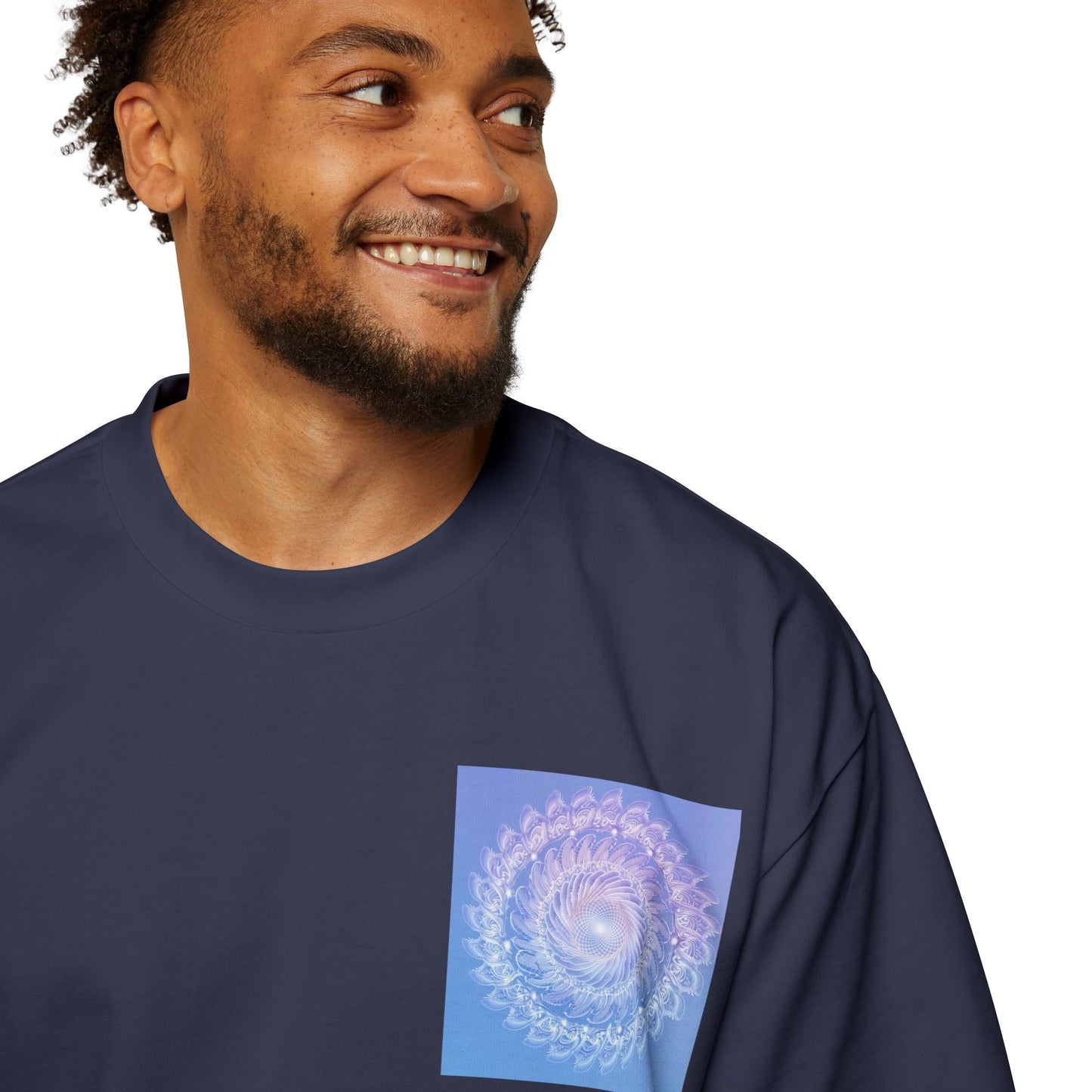 Men's Heavy Oversized Tee with Spiraled Design, Comfortable Graphic Fashion, Casual Wear, Relaxed Fit Top, Gift for Art Lovers