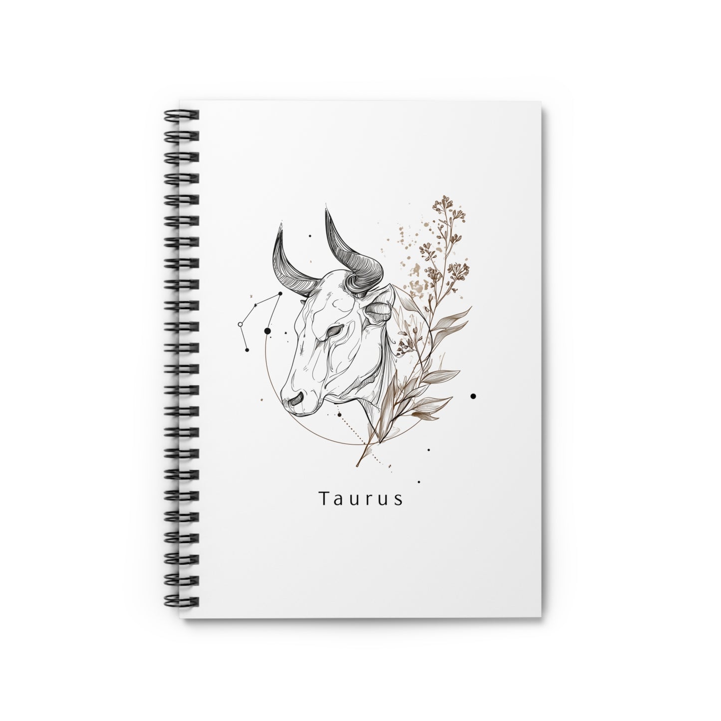 Taurus Spiral Notebook - Beautiful Floral Bull Design, Astrology Gift, Journal for Taurus, Taurus Birthday Gift, Aesthetic Stationery