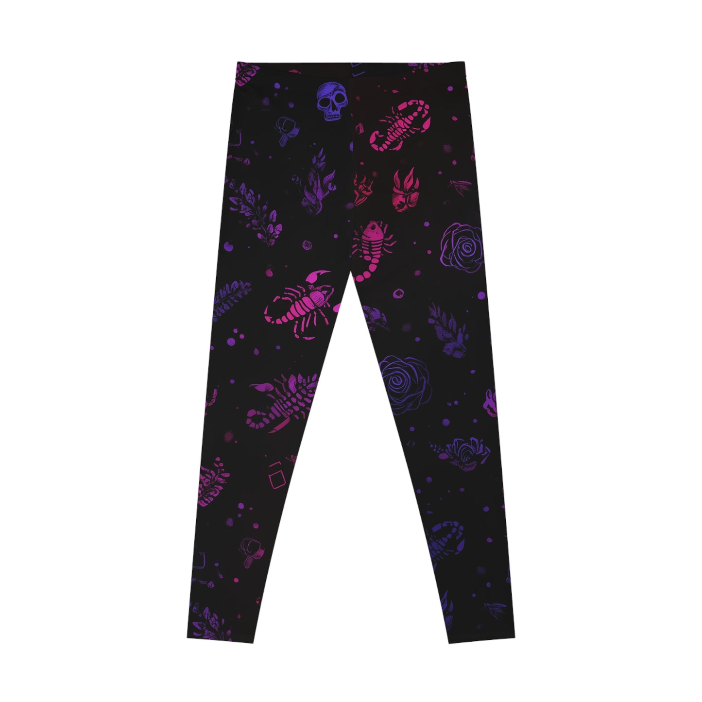 Gothic Floral Stretchy Leggings, Trendy Workout Pants, AOP Leggings for Yoga & Casual Wear, Gift for Her