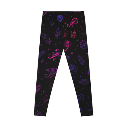 Gothic Floral Stretchy Leggings, Trendy Workout Pants, AOP Leggings for Yoga & Casual Wear, Gift for Her