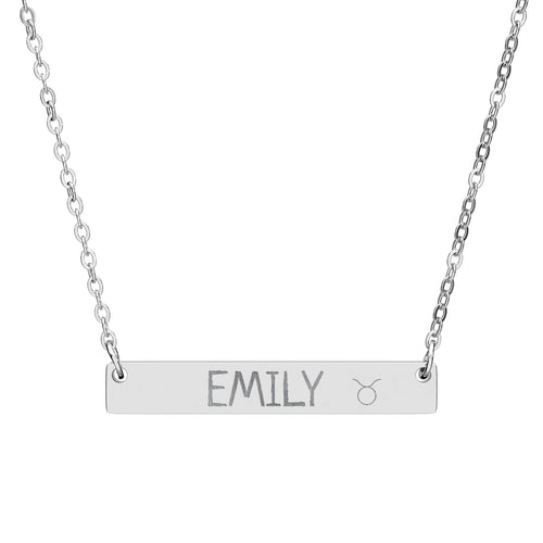 Necklace (Engraving) - Personalized Name and Zodiac Gift Engraved