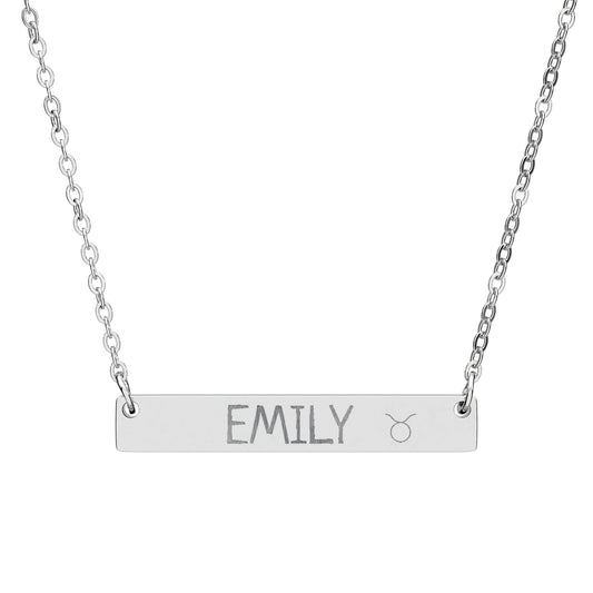 Necklace (Engraving) - Personalized Name and Zodiac Gift Engraved