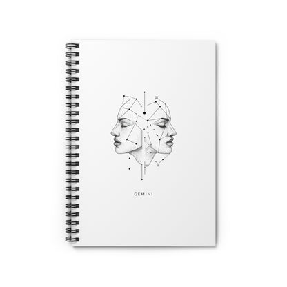 Astrology-Inspired Spiral Notebook - Personalizable Gemini Edition, Geminis Gift, Star Sign Journal, Cosmic Art Notebook, Zodiac Stationery