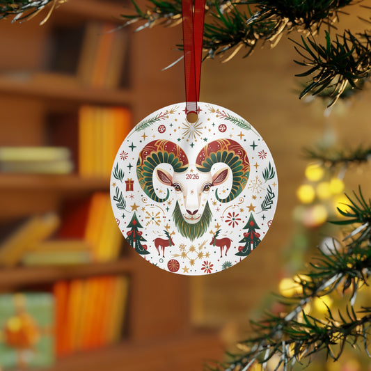 Ram Zodiac Ram 2026 Metal Ornament | Year of the Ram Christmas Ornament