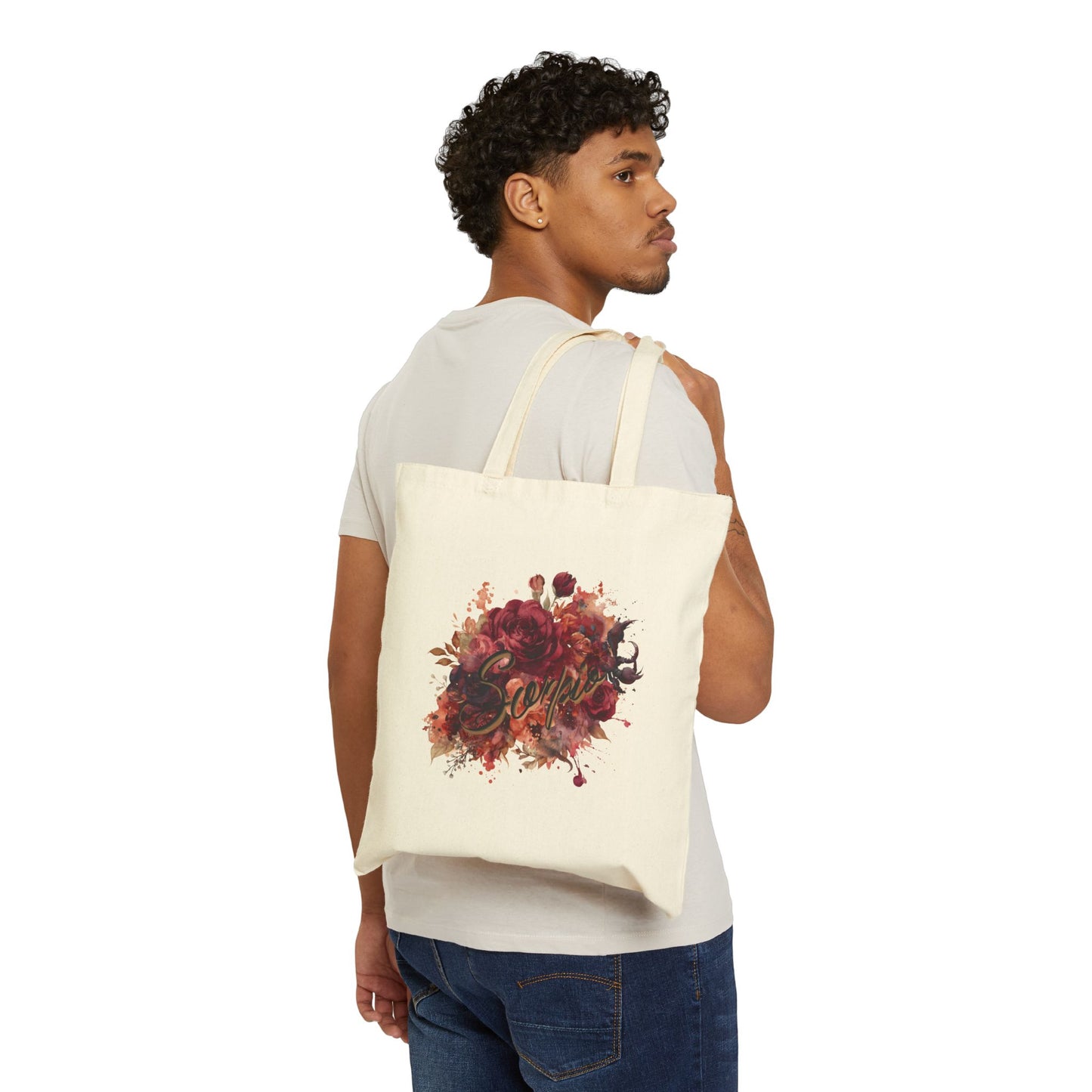 Floral Embellished Cotton Tote Bag, Eco-Friendly Shopping Bag, Gift for Her, Beach Bag, Reusable Carryall, Artful Tote