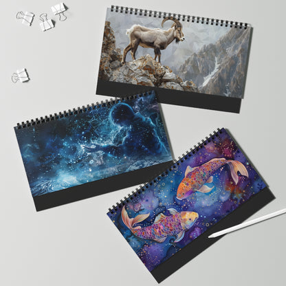 Astrological Desktop Calendar, Zodiac Calendar, Astrology Desk Decor, Monthly Planner, Horoscope Gift, Cosmic Calendar