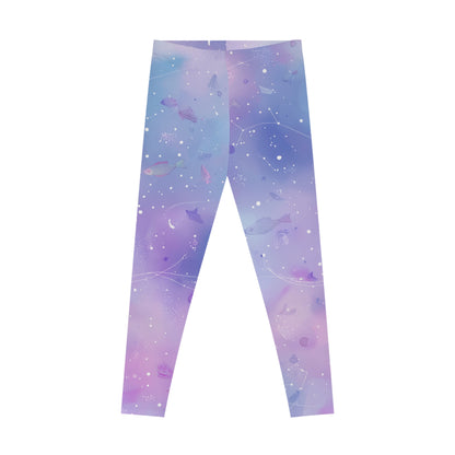 Cosmic Dream Stretchy Leggings, Workout Leggings, Yoga Pants, Galaxy Print Tights, Comfortable Athleisure Gear, Gift for Her