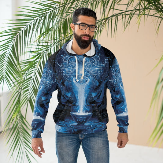 Aquarius Water Bearer Mystical Blue Energy Hoodie - Zodiac Air Element Pullover, Astrology Gift, Celestial Innovation Design