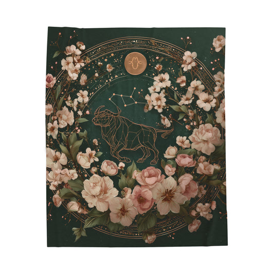 Floral Zodiac Blanket - Cozy Velveteen Plush Throw for Astrology Lovers, Gifts for Birthdays, Home Decor, Birthday Gift, Zodiac Decor