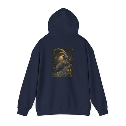 Capricorn Earth Element Cosmic Art Hoodie - Zodiac Achiever Pullover, Astrology Gift, Celestial Mountain Design