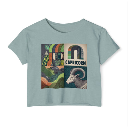 Capricorn Women's Festival Crop Top, Astrology Tee, Boho Aesthetic Shirt, Occasional Summer Top, Zodiac Clothing, Gift for Her