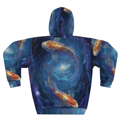 Cosmic Koi Fish Hoodie - Galaxy Art Pullover, Unisex Sweatshirt, Gift for Fish Lovers, Space Age Apparel, Zen Fashion