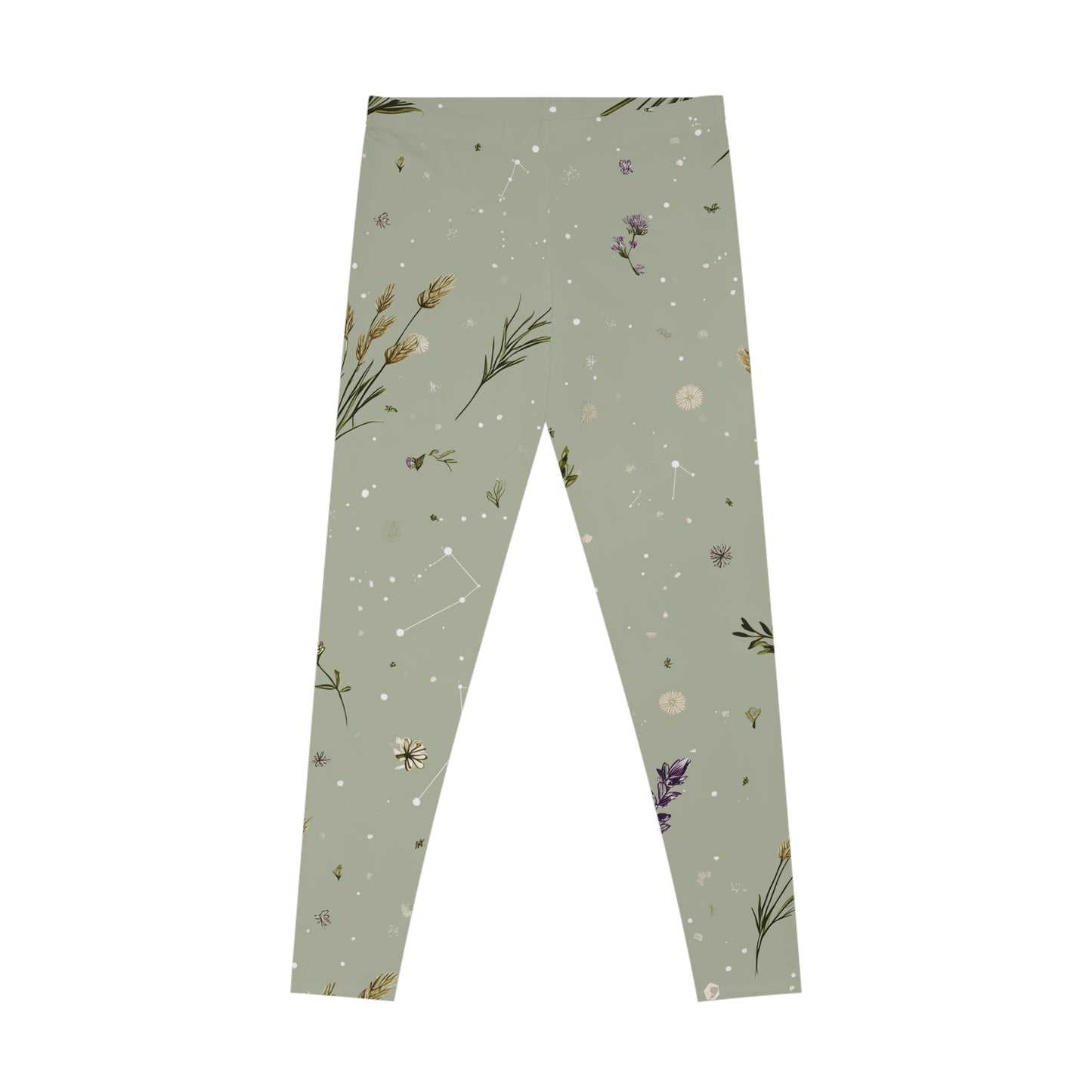 Floral Galaxy Stretchy Leggings, Trendy Activewear, Yoga Pants, Gift for Her, Cosmic Print, Everyday Comfort