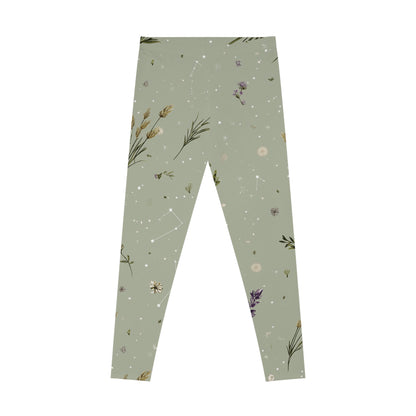 Floral Galaxy Stretchy Leggings, Trendy Activewear, Yoga Pants, Gift for Her, Cosmic Print, Everyday Comfort