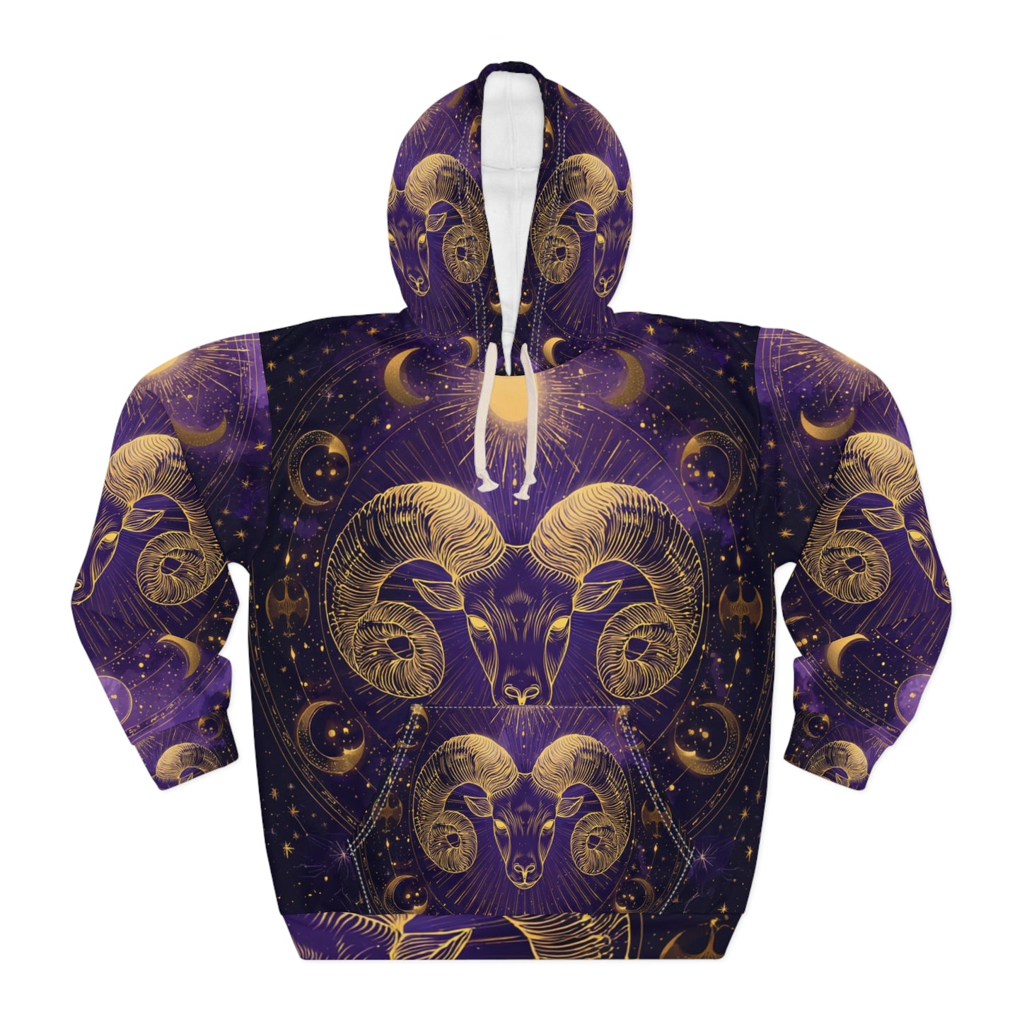 Celestial Aries Unisex Pullover Hoodie | Astrology Gifts, Zodiac Hoodies, Unique Sweatshirts, Starry Night Wear