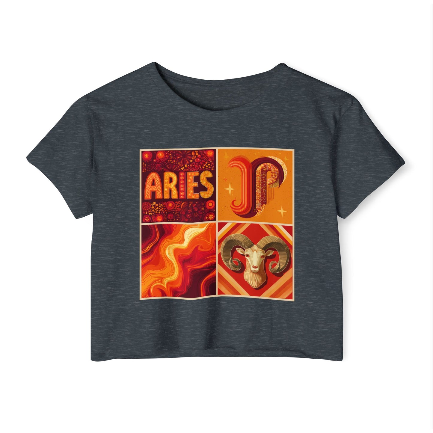 Aries Astrology Women's Festival Crop Top, Bohemian Tee, Zodiac Shirt, Star Sign Apparel, Astrology Gift, Trendy Summer Top