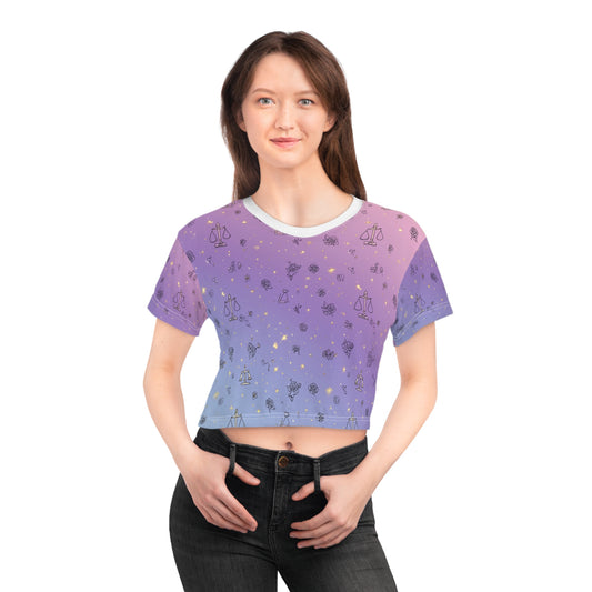 Astrological Crop Tee, Zodiac Crop Top, Astrology Shirt, Celestial Graphic Tee, Horoscope Apparel, Gifts for Astrology Lovers