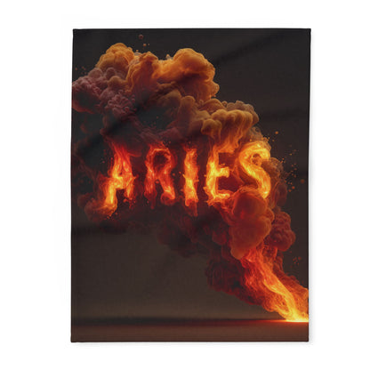 Fire-Fueled Aries Fleece Blanket, Cozy Throw Blanket for Astrology Lovers, Perfect Gift for Aries Zodiac Sign
