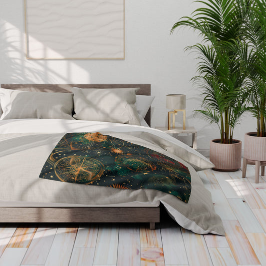 Cozy Celestial Fleece Blanket, Astrology Blanket, Cosmic Throw, Stargazer Decor, Galaxy Gifts for Astronomy Lovers, Night Sky Home Accents