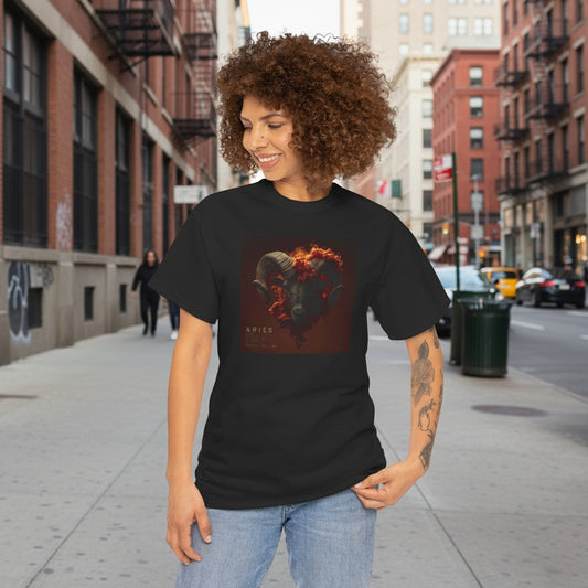 Aries Skull Heart Graphic Tee — Dark Zodiac Astrology T-Shirt