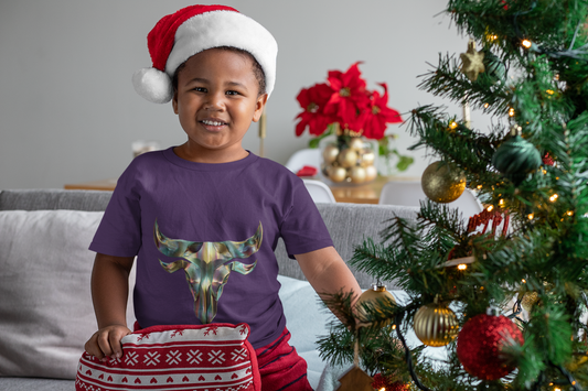 Colorful Bull Design Kids Tee - Fun T-Shirt for Young Animal Lovers, Everyday Wear, Birthday Gift, Festival Apparel, Casual Style