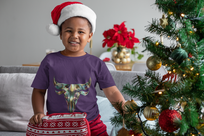 Colorful Bull Design Kids Tee - Fun T-Shirt for Young Animal Lovers, Everyday Wear, Birthday Gift, Festival Apparel, Casual Style