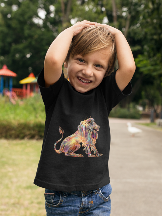 Colorful Lion Kids Heavy Cotton Tee, Fun Animal Shirt, Kids Graphic Tee, Birthday Gift, Cute Animal Apparel, Safari Style, Everyday Wear