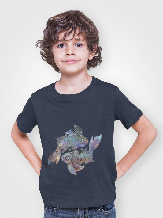 Water Element Pisces Kids Tee | ♓ Mystical Fish | Psychedelic Youth Shirt