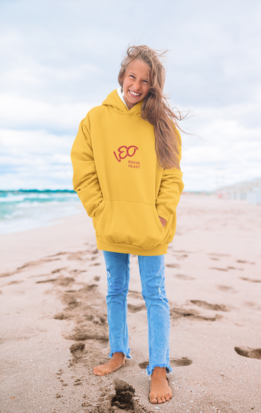 Fire Element Leo Youth Hoodie | ♌ Brave Heart | Psychedelic Zodiac Sweatshirt