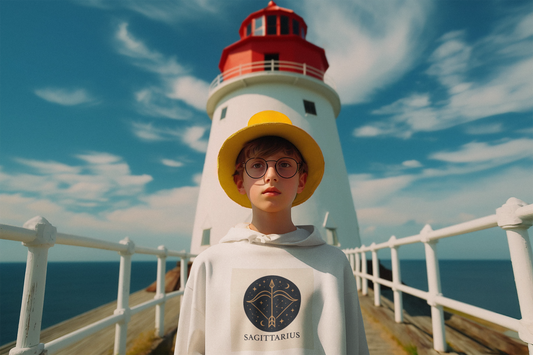 Fire Element Sagittarius Youth Hoodie | ♐ Archer's Arrow | Psychedelic Zodiac Sweatshirt