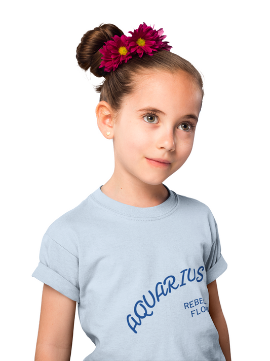 Air Element Aquarius Kids Tee | ♒ Cosmic Waves | Psychedelic Youth Shirt