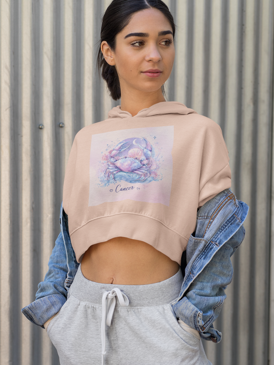 Cancer Zodiac Crop Hoodie, Astrology Sweatshirt, Horoscope Hoodie, Gift for Cancer, Feminine Astrology Top