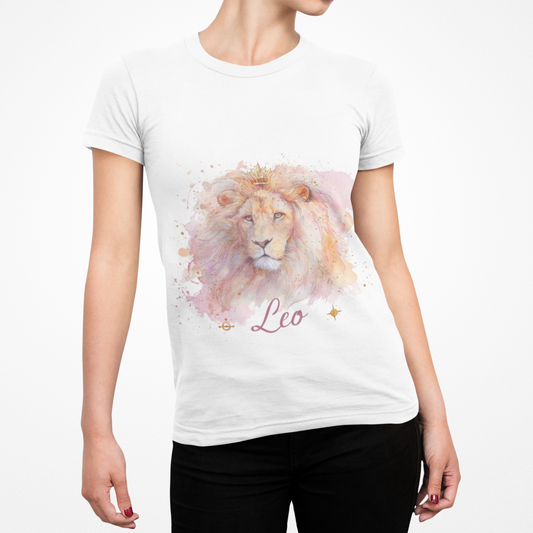 Watercolor Lion Zodiac Tee, Astrological T-Shirt, Gift for Leo, Women's Astrology Favorite Tee, Birthday Shirt, Zodiac Sign Apparel