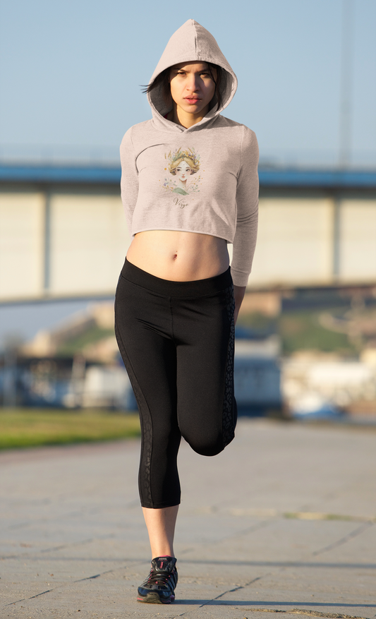 Floral Femme Crop Hoodie: Cozy Sweatshirt for Women, Casual Outfits, Gift for Her, Fall Fashion, Stylish Layering