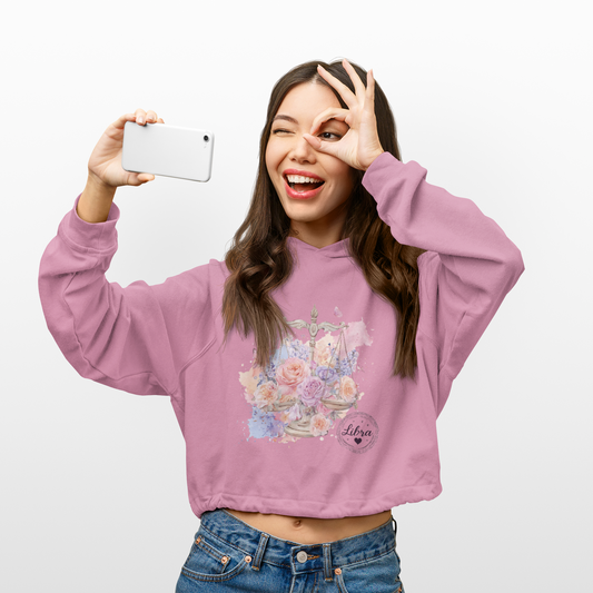 Floral Justice Crop Hoodie, Trendy Pullover, Women's Casual Wear, Gift for Her, Spring Fashion, Artistry in Apparel