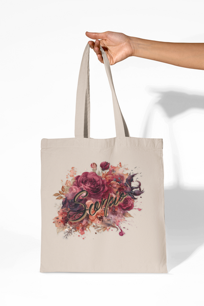 Floral Embellished Cotton Tote Bag, Eco-Friendly Shopping Bag, Gift for Her, Beach Bag, Reusable Carryall, Artful Tote