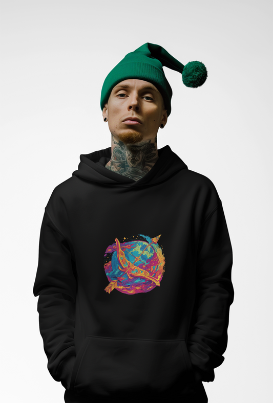 Cosmic Adventure Hoodie, Galaxy Sweatshirt, Festival Wear, Unisex Pullover, Gift for Astronomers, Colorful Hoodie