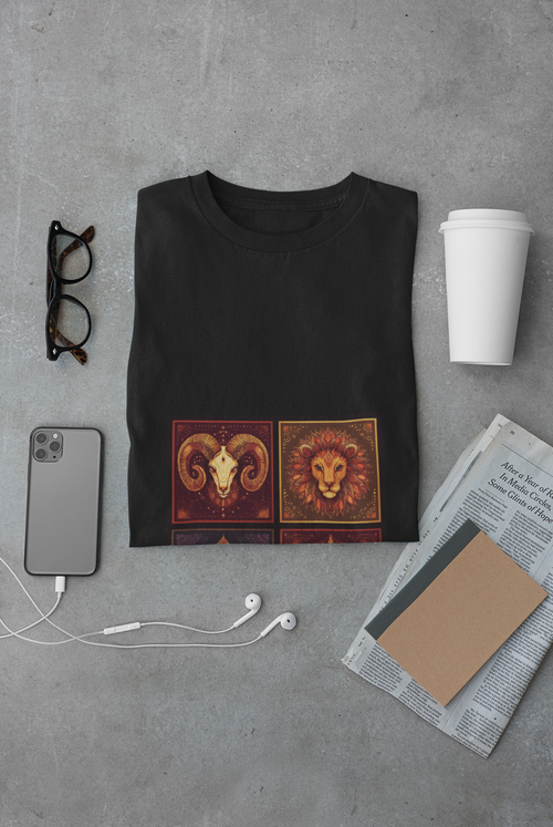 Garment-Dyed Graphic T-Shirt - Bohemian Vibe, Perfect for Festivals, Unique Gift for Creatives, Casual Wear, Astrology Lovers