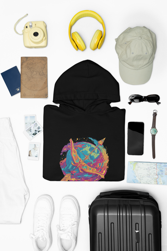 Cosmic Adventure Hoodie, Galaxy Sweatshirt, Festival Wear, Unisex Pullover, Gift for Astronomers, Colorful Hoodie