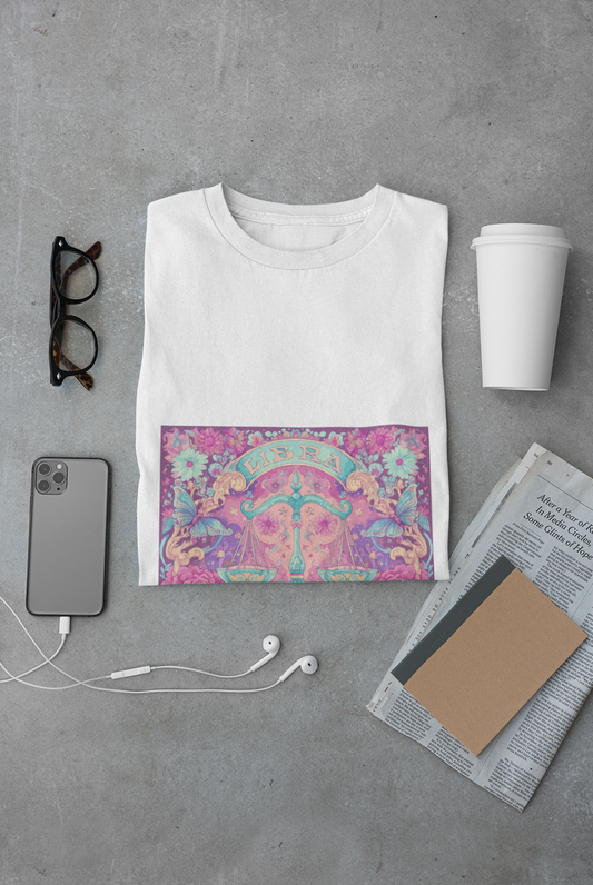 Floral Psychedelic Unisex Heavy Cotton Tee, Boho Shirt, Gift for Him/Her, Summer Apparel, Festival Wear, Unique Graphic Tee