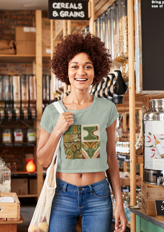 Bohemian Taurus Festival Crop Top, Cute Women's Summer Tee, Astrology Graphic Shirt, Birthday Gift, Music Festival Outfit