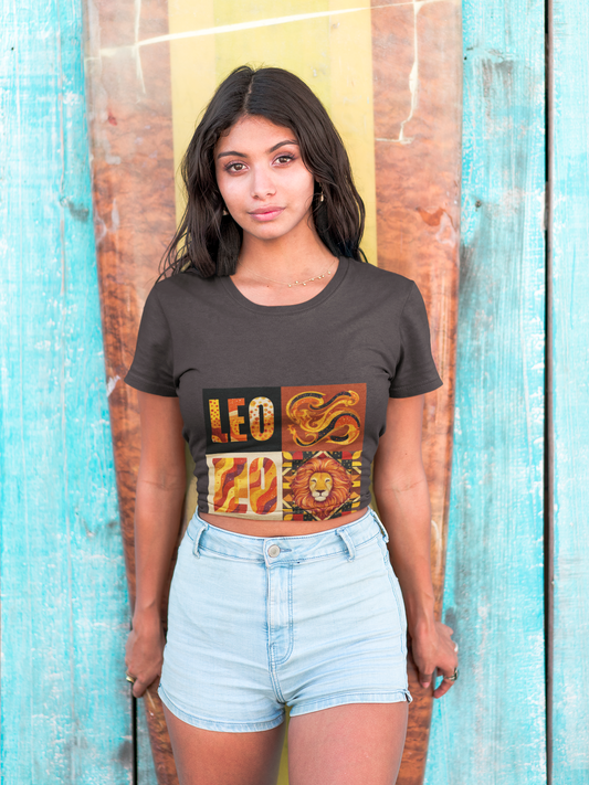 Women's Leo Zodiac Festival Crop Top | Bohemian Style Shirt, Summer Cheers, Astrology Gift, Festival Fashion, Casual Chic