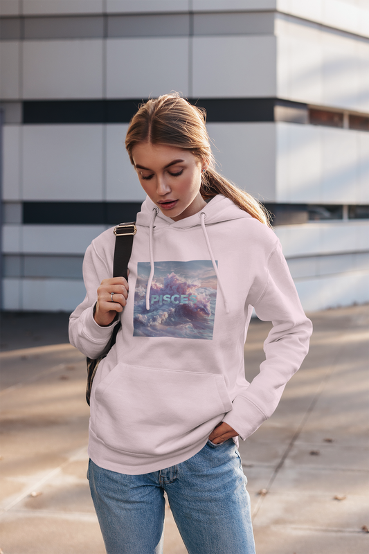 Pisces Zodiac Hoodie — Pastel Cloud Astrology Sweatshirt