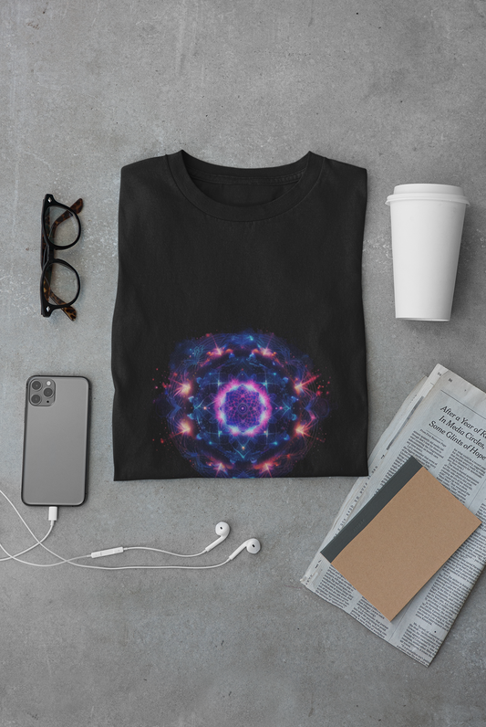 Cosmic Mandala Tee, Galaxy Print Shirt, Unisex Space T-Shirt, Celestial Gift, Sci-Fi Apparel, Birthday Gift
