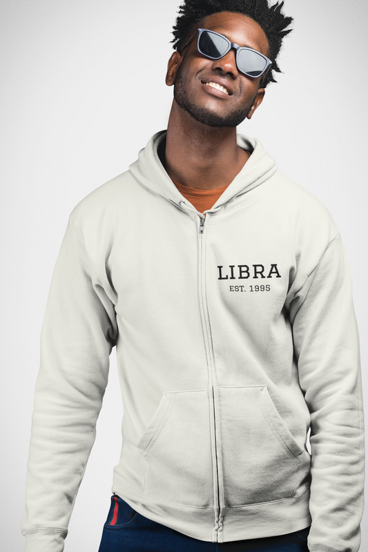 Libra Est. 1995 Zip Hoodie — Zodiac Birthday Hoodie