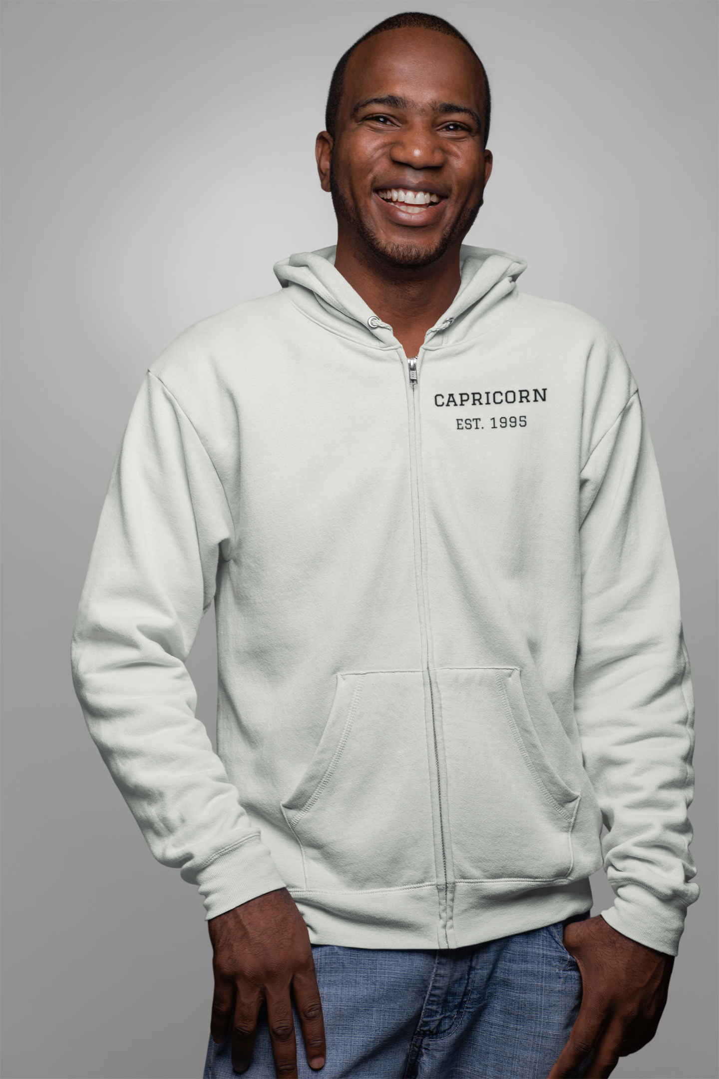 Capricorn Zip Hoodie - Minimal 'Capricorn Est 1998' Zodiac Hoodie
