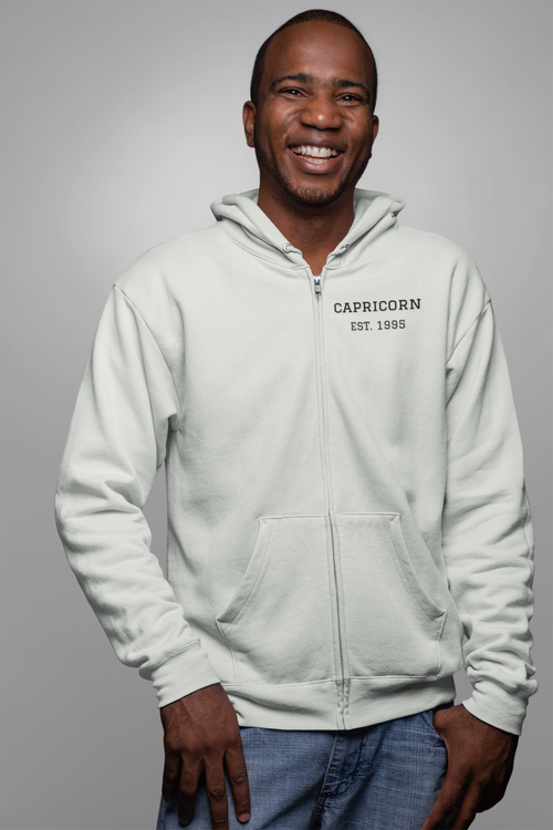 Capricorn Zip Hoodie - Minimal 'Capricorn Est 1998' Zodiac Hoodie