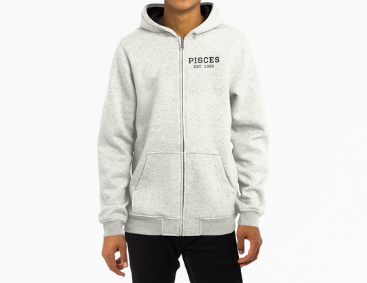 Pisces Zip Hoodie • Zodiac Pisces Est. 1995 Lightweight Zip-Up