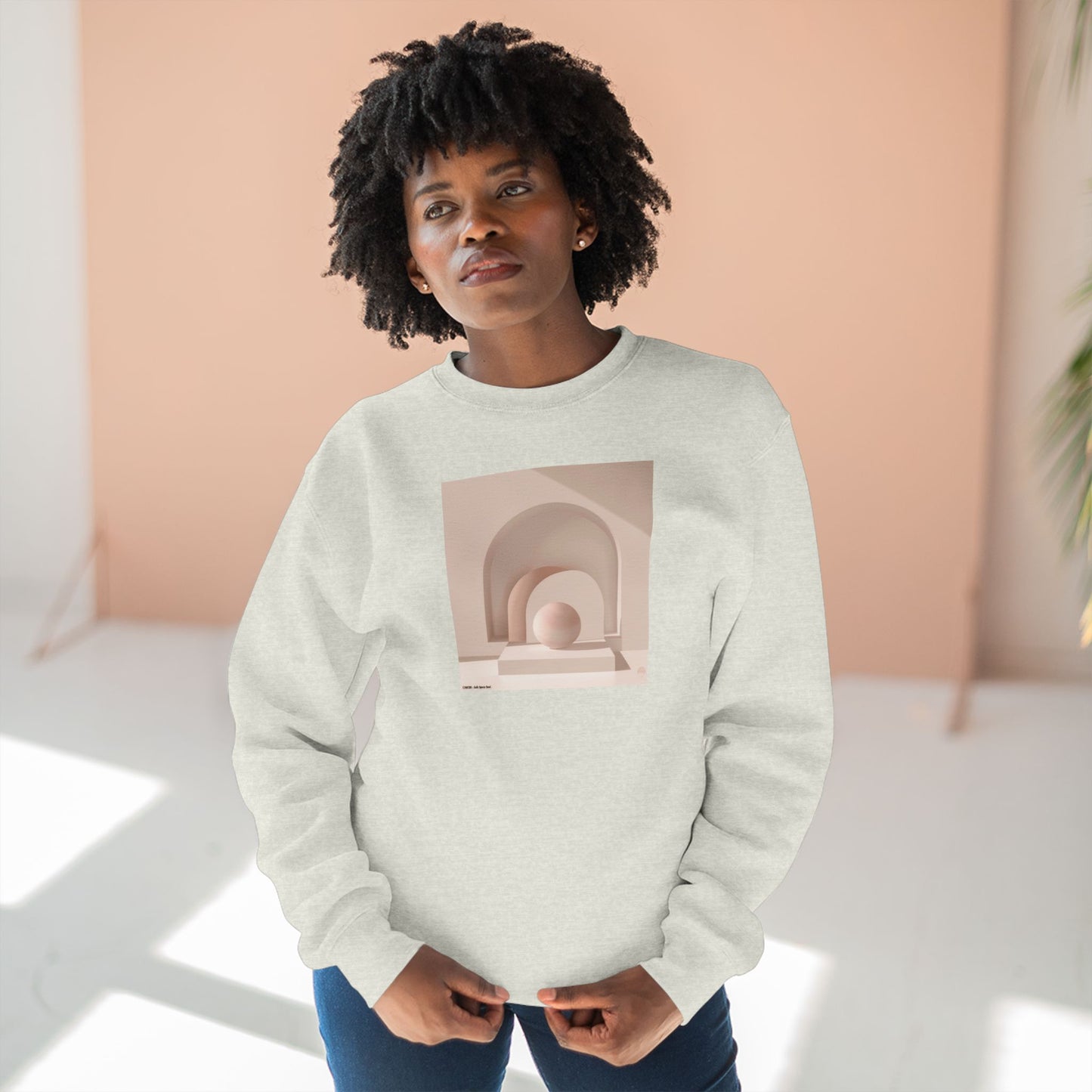 Minimalist Archway Crewneck Sweatshirt — Neutral Geometric Abstract Design