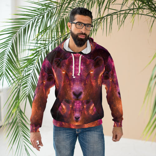 Aries Fire Element Mystical Ram Hoodie - Zodiac Leader Pullover, Astrology Gift, Celestial Warrior Design